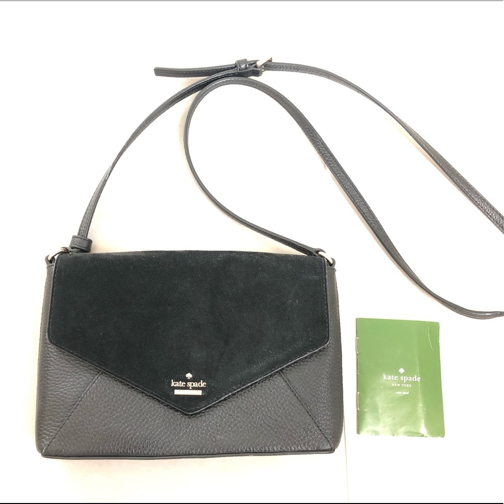 Suede and leather black Kate Spade cross body bag